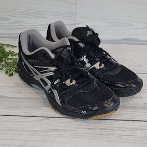Asics Gel Rocket Black and Silver Athletic Shoes Womens Size 8